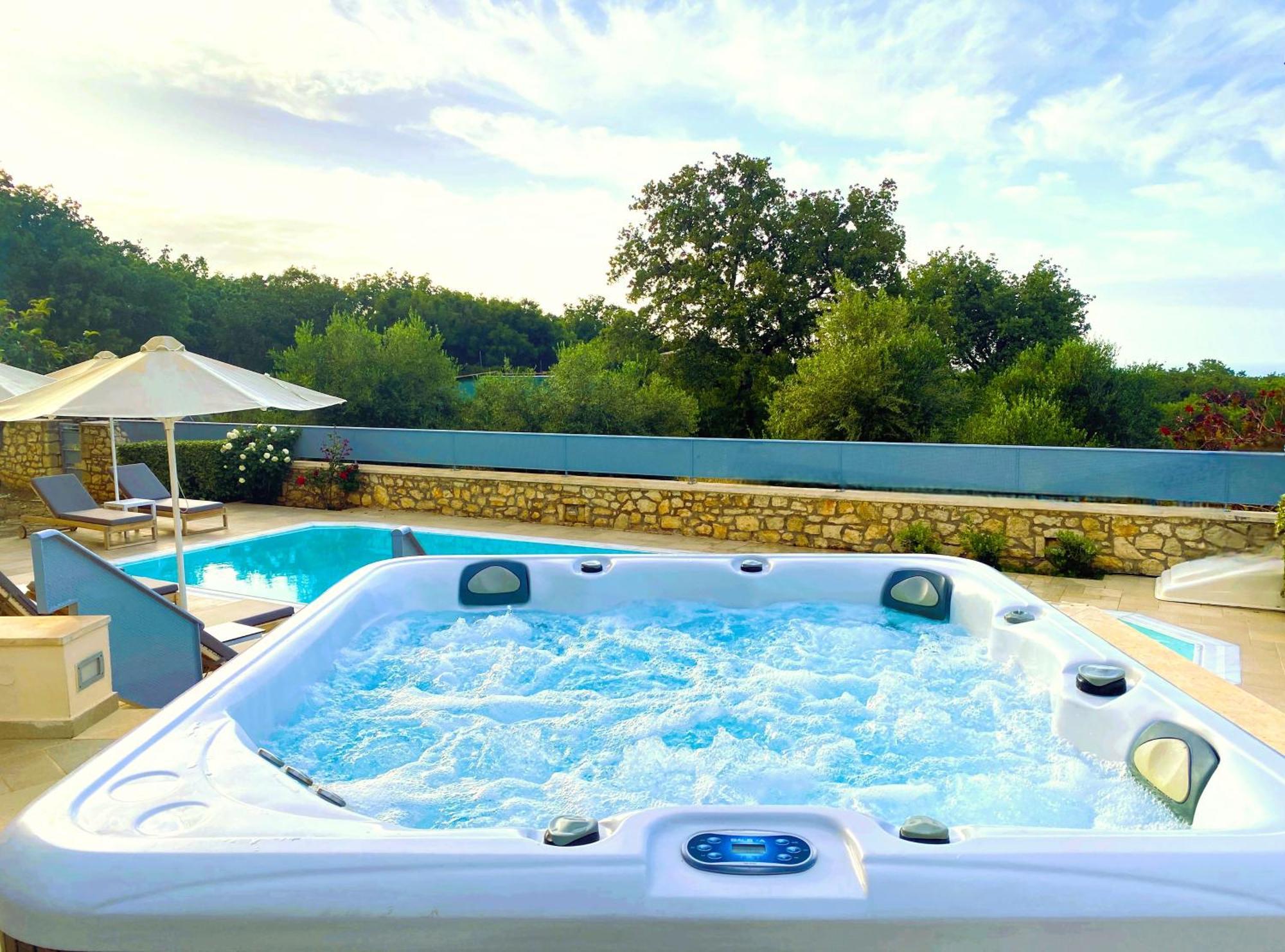 Deluxe Villa Ianthos - Outdoor Hot Tub & Kids Pool Gállos Exteriör bild